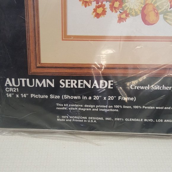 Monarch Horizons AUTUMN SERENADE Crewel Embroidery Kit 14 in 1979 - Picture 3 of 3